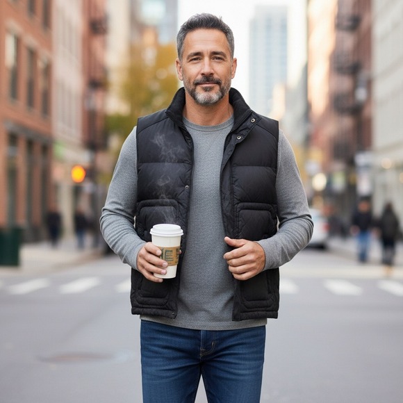 Eddie Bauer Other - Eddie Bauer Mens L Black Down Vest Quilted‎ Goose Down Puffer Lightweight Casual
